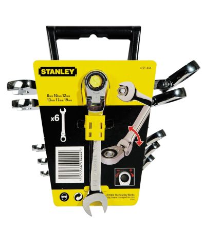 STANLEY 4-91-444 Ring-/Steeksleutelset Met Verstelbare Ratelring 6-delig