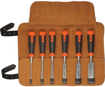 Bahco 434-S6-LR 6-delige ERGO Steekbeitelset in lederen foudraal