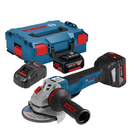 Bosch Haakse Slijper GWS 18V-10 PC 18V Li-Ion accu set (2x 5,0 Ah accu) in L-boxx - 125mm - koolborstelloos - 06019G3E0D