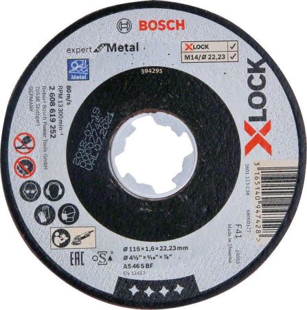 Bosch Slijpschijf 2608619252 X-Lock Expert for Metal - Recht - 1,6 x 115mm