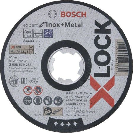 Bosch Slijpschijf 2608619263 X-Lock Expert for Inox & Metal - Recht - 115mm