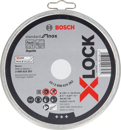 Bosch Slijpschijf 2608619267 X-Lock Standard for Inox in blik - Recht - 125mm (10st)