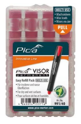 Pica 991/40 Navulling VISOR - Permanent - Rood (4st)