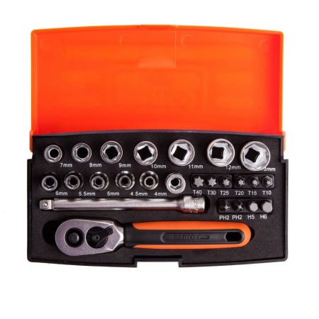 Bahco 25 delige ratel doppen / bitset - SL25 - 1/4" in doosje