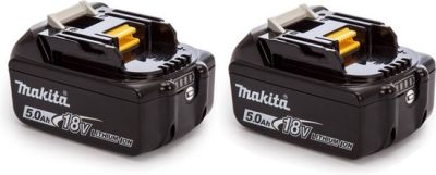 Makita 2x BL1850B 5.0Ah 18V accu li-Ion batterij Duopack (2 stuks 197280-8 ) met indicator lampje schuifaccu - 197288-2