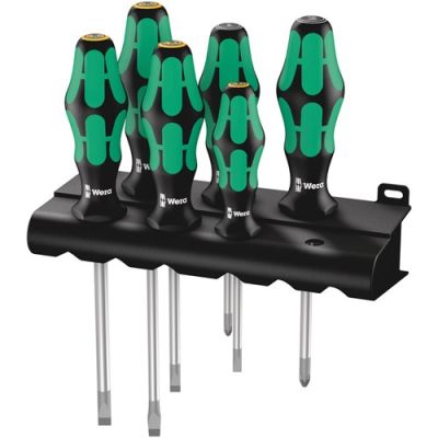 Wera Schroevendraaierset 334/355/6 Kraftform Plus Lasertip + houder, 6-delig - 05105656001
