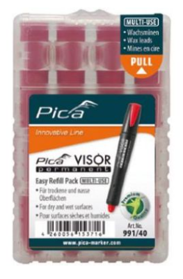 Pica 991/40 Navulling VISOR - Permanent - Rood (4st)