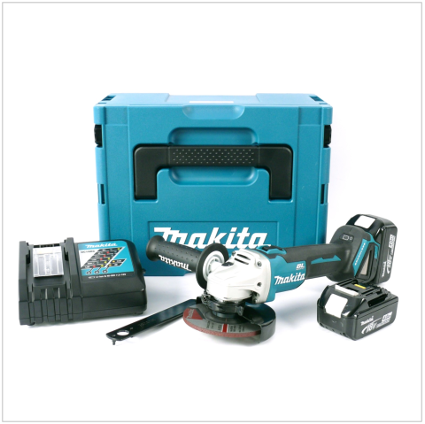 Makita DGA504RMJ 18V li-Ion accu haakse slijper 125mm slijptol set (2x 4.0Ah accu) in Mbox - koolborstelloos / brushless