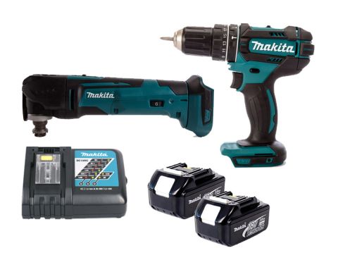 Makita 18V Li-ion accu combiset DTM51 multitool + DHP482 klopboor-/schroefmachine (2x 3.0Ah accu) 
