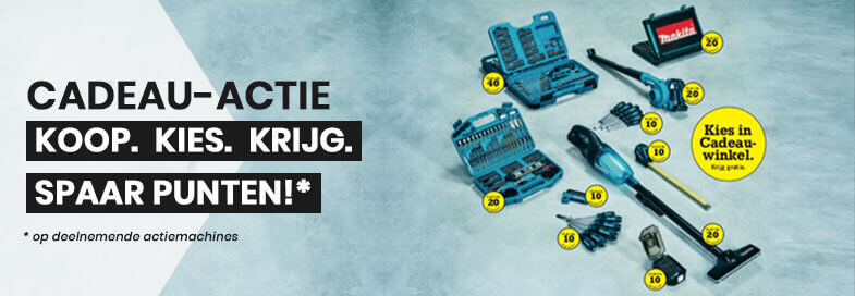 Makita actie cadeauwinkel spaar punten accu actie